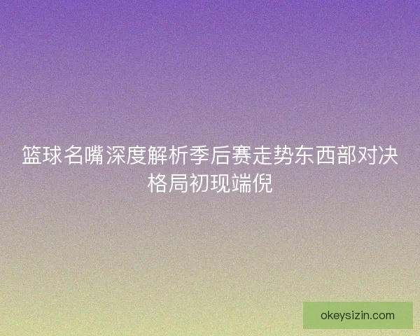 篮球名嘴深度解析季后赛走势东西部对决格局初现端倪 篮球名嘴深度解析季后赛走势东西部对决格局初现端倪